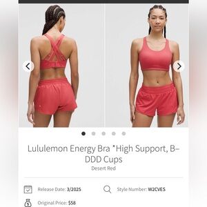 177-$35 *FREE SHIPPING* Lululemon Energy Bra HIGH SUPPORT Bra 34D
